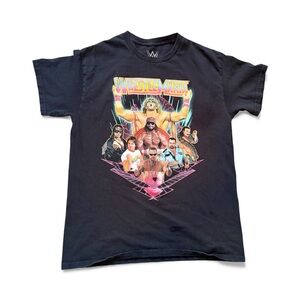 WWE WrestleMania Black Graphic Tee, men's M, retro wrestlers